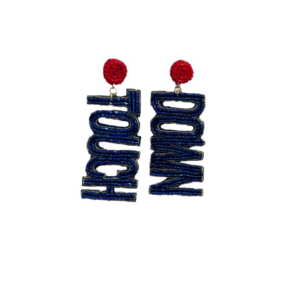 Touchdown! New Football Earrings! Blue and Red! New! - Picture 2 of 6